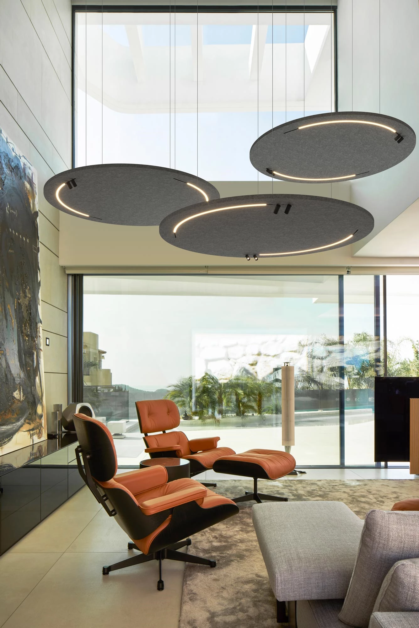 Just Black Akustik Paneel Stromschiene Strahler Sitzbereich Hotel Lodge