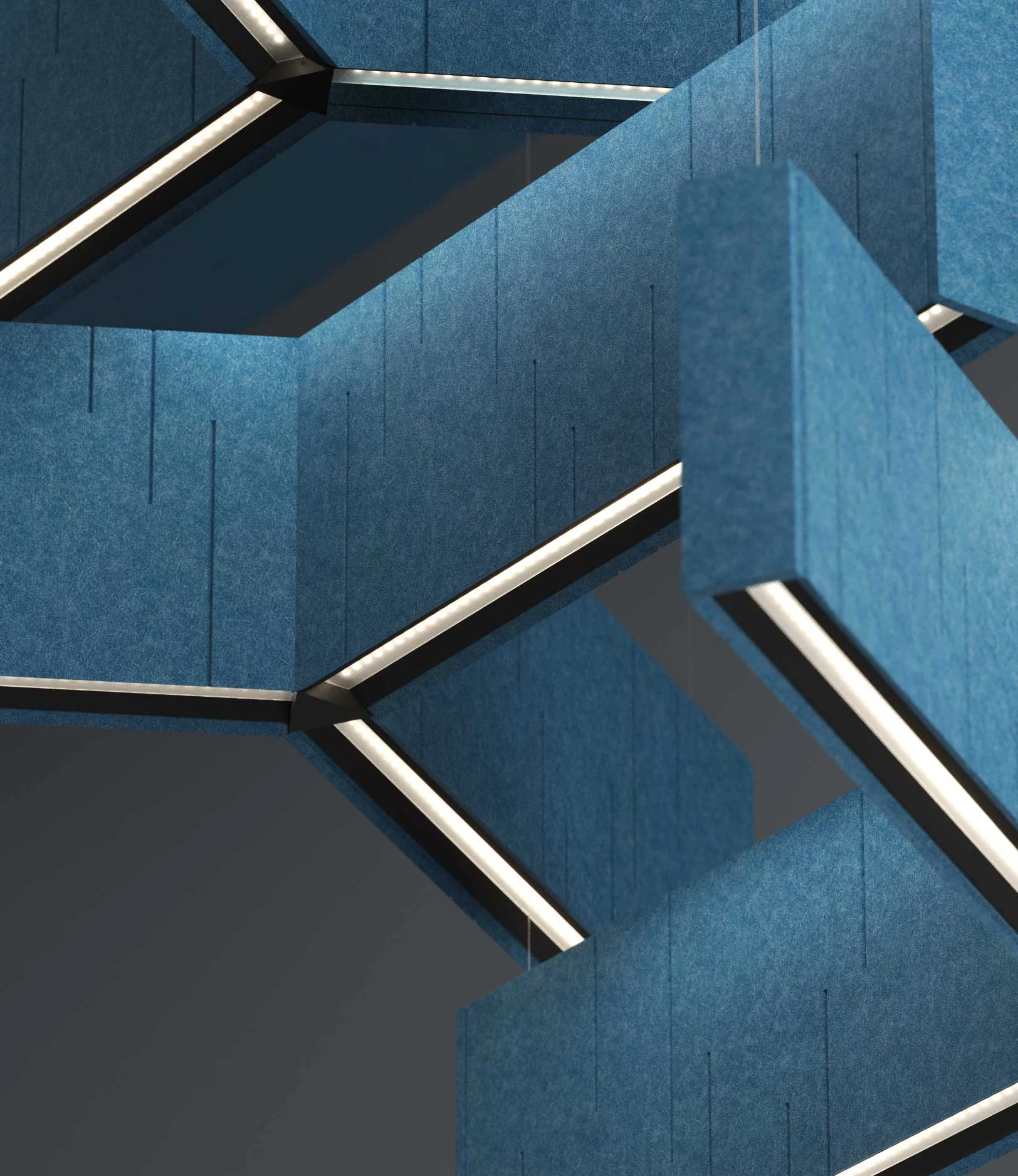 Unity Akustikleuchte Schallabsorbierend Pendelleuchte Blau