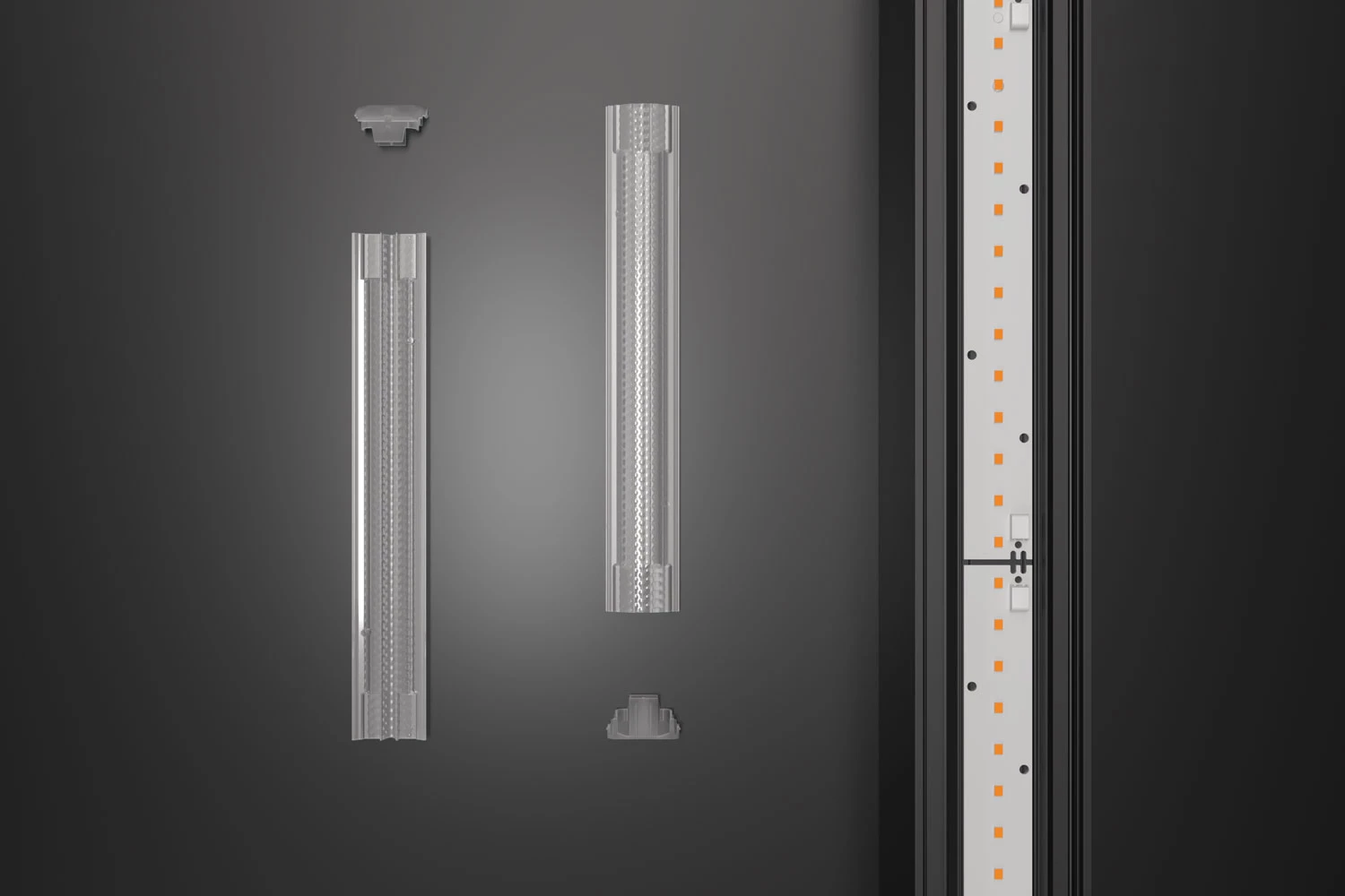 Batwing lens with unique design – precise light control for indirect LED lighting. (Product rendering)