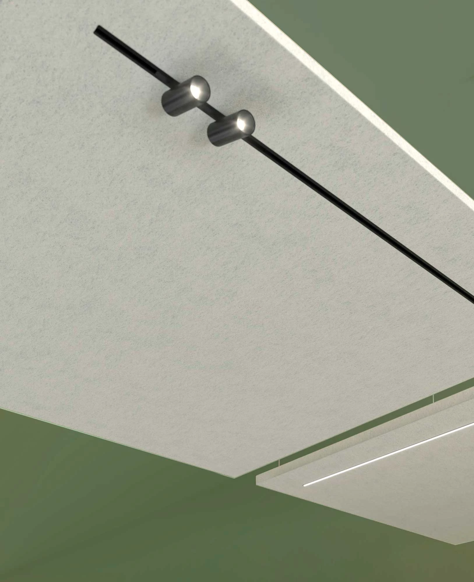 Just Black Akustik Paneel Stromschiene Strahler Bürobeleuchtung Grün