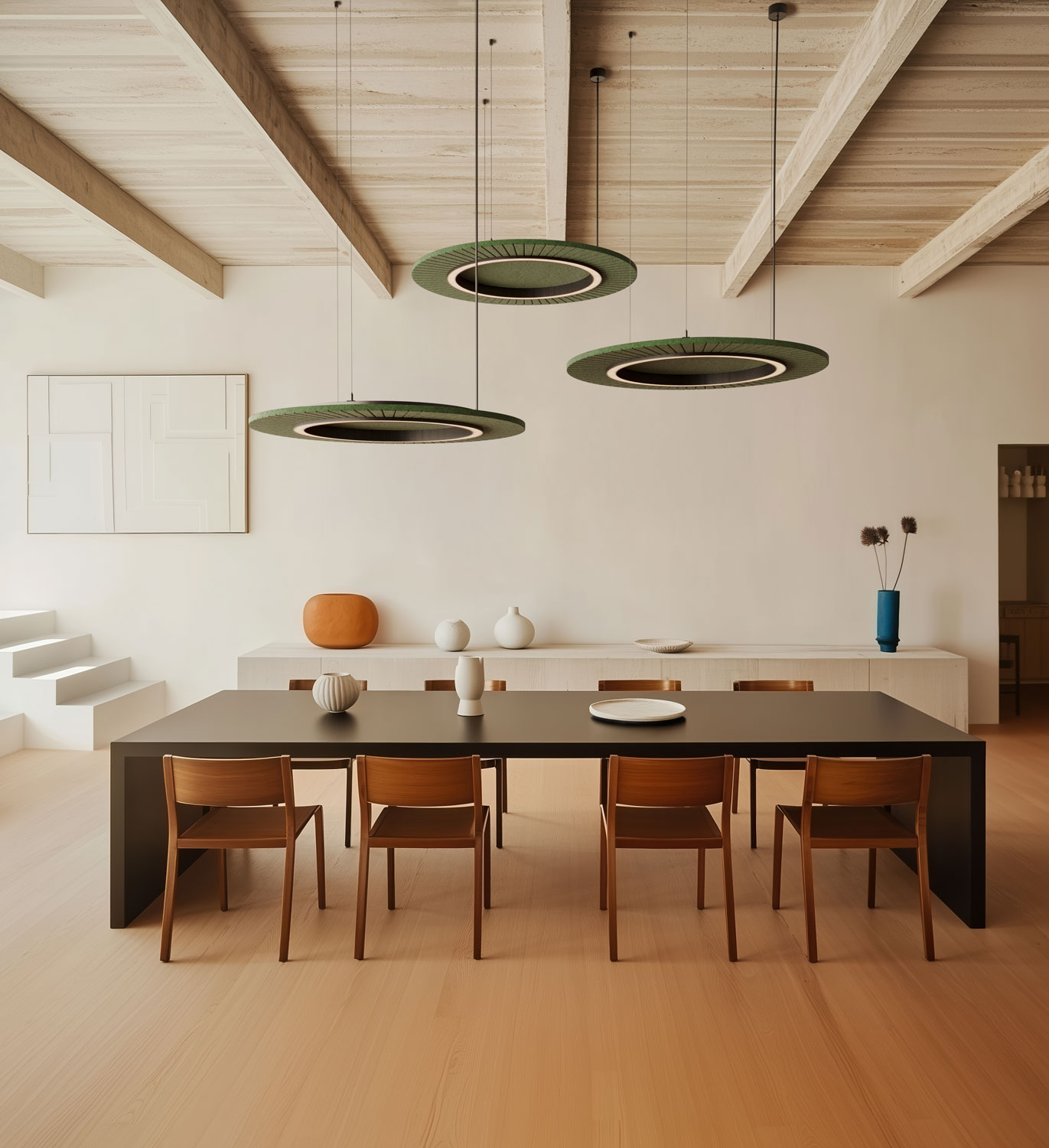 Akustik Leuchten Ueber Esstisch In Wohnbereich