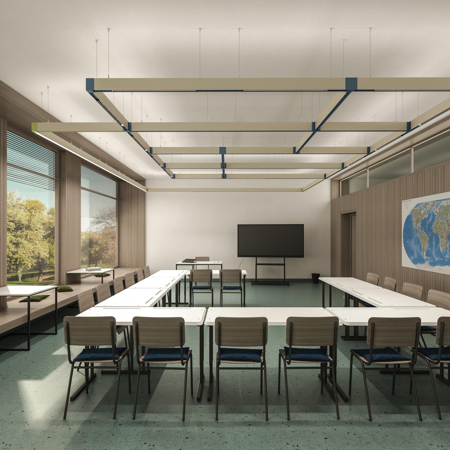 Hypro profile system as a pendant luminaire for uniform classroom lighting