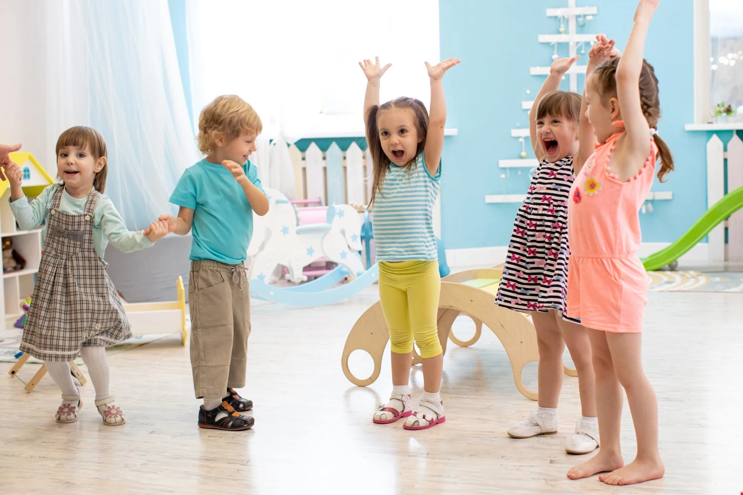 Lighting solution for a kindergarten. Symbolic image of a kindergarten with children.