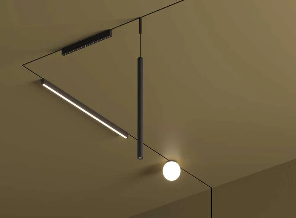 Just Black Minimalistisches Led Schienensystem Inserts Pendelleuchte Linienleuchte Glaskugel Wallwasher
