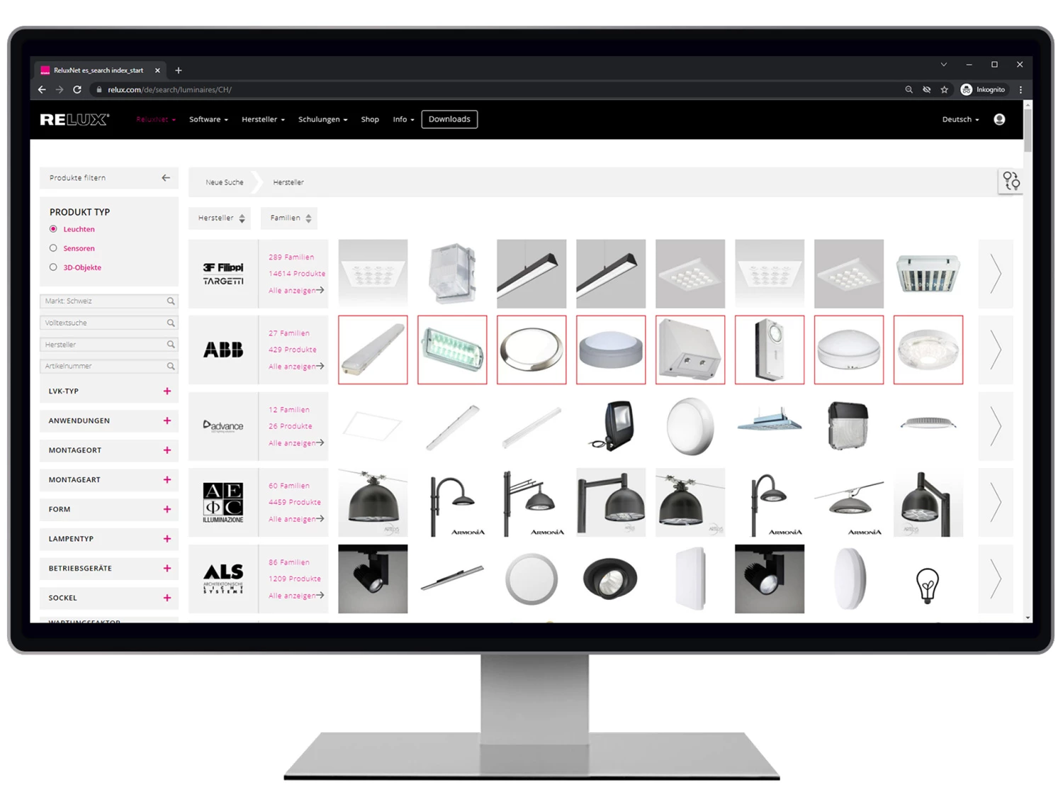 Relux Reluxnet Visualisierung Bildschirm